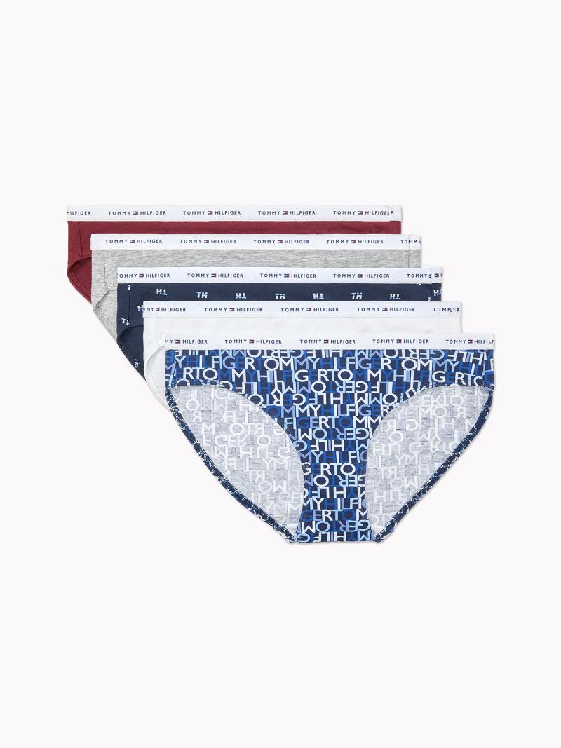 Női Tommy Hilfiger Pamut Classic 5PK Bikinis Kék | HU 539ZUT